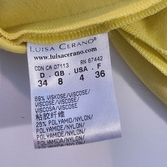 Luisa Cerano Yellow Midi Dress β Elegant Stretch Knit, Size US 4 - Picture 7 of 8